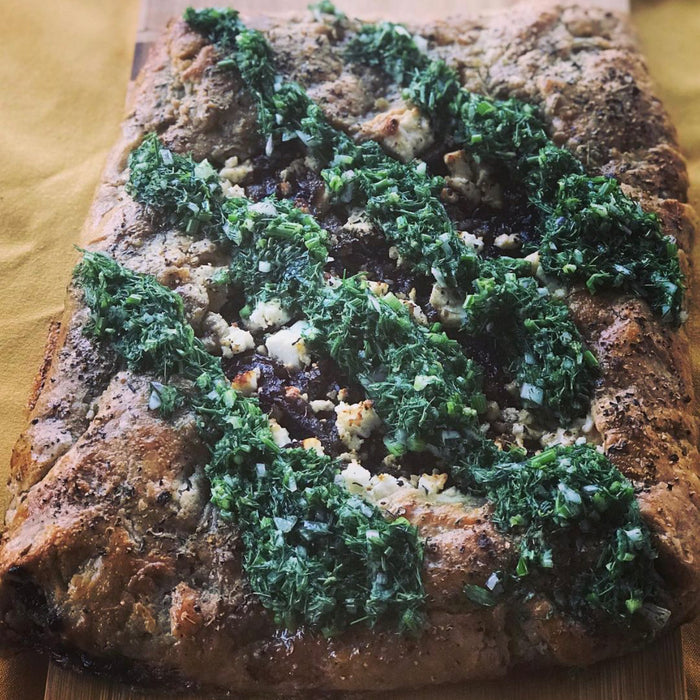 Caramelized Fennel Galette with Feta and Salsa Verde
